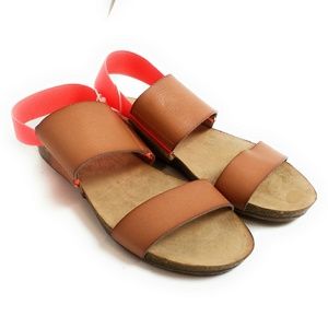 Merona Wide Strap Sandals Neon Pink and Brown New